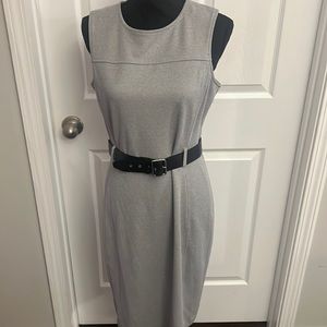 Calvin Klein Gray Belted Sheath Dress